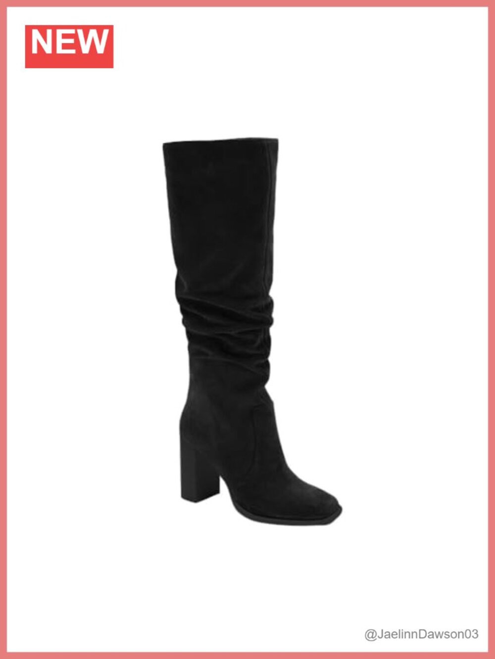 Womens Knee High Boots Chunky Block Heel Square Toe Wide Calf Faux Suede